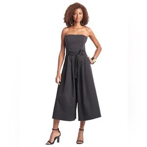 Natori Women’s XL Black Strapless Wide-Leg Cropped Jumpsuit
